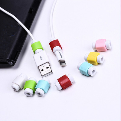 1 τεμ/παρτίδα Χαριτωμένο καλωδιακό προστατευτικό ακουστικών για iPhone Sansung HTC USB Πολύχρωμο φορτιστή δεδομένων Προστατευτικό κάλυμμα καλωδίου ακουστικών