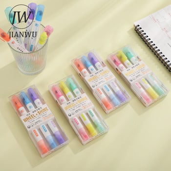 JIANWU 2 Sets 6 τμχ Flash Roller Highlighters Glitter Roller με διπλό άκρο Creative DIY Drawing Writing Stationary Student Supplies