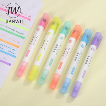 JIANWU 2 Sets 6 τμχ Flash Roller Highlighters Glitter Roller με διπλό άκρο Creative DIY Drawing Writing Stationary Student Supplies