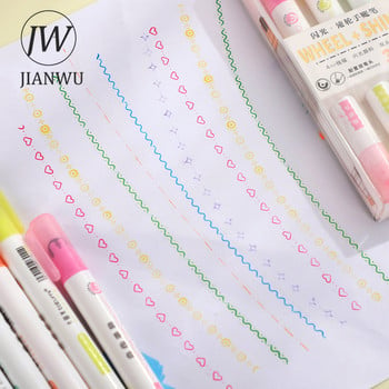 JIANWU 2 Sets 6 τμχ Flash Roller Highlighters Glitter Roller με διπλό άκρο Creative DIY Drawing Writing Stationary Student Supplies