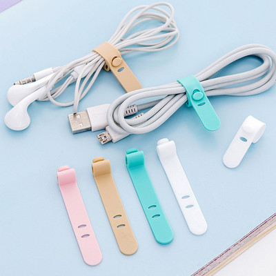 4 τεμ. Cable Organizer Ιμάντας σιλικόνης Anti-lost Earphone Storage Soft Tape Data Cable Strapping Creative Cable Winder