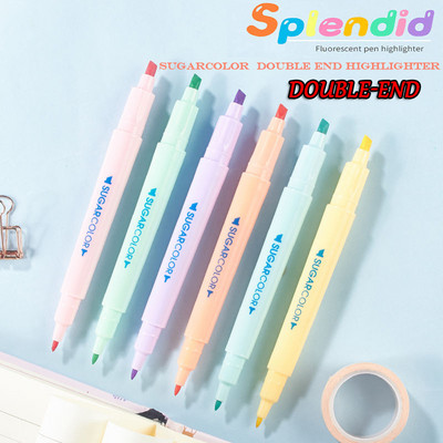 6 τμχ/παρτίδα Διπλό άκρο Highlighter Fluorescent MarkersCute Eye Protection Μαρκαδόρο σχεδίασης δώρο σχολικής γραφής γραφείου