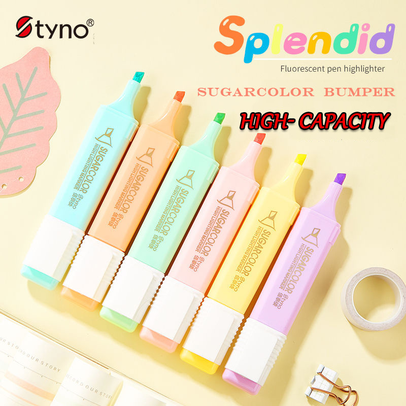 6 бр./лот Двукраен хайлайтер Флуоресцентни маркери Сладка защита на очите Маркери за рисуване, офис училище, подарък за писане