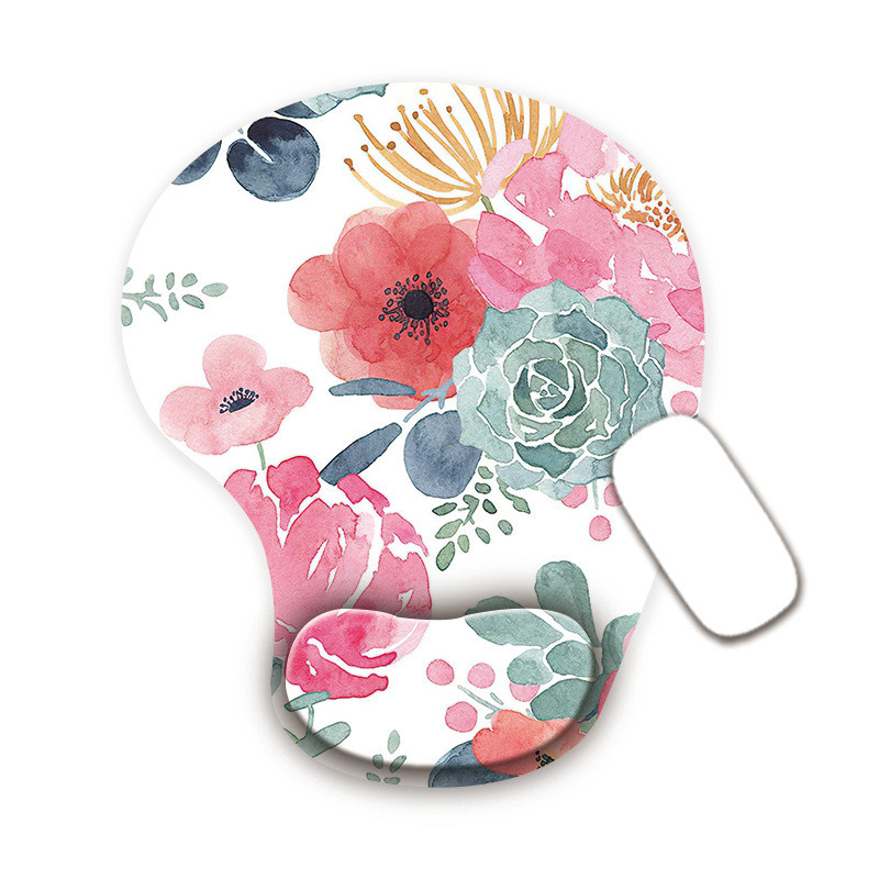 Lilledega ergonoomiline randmetoega hiirematt, libisemisvastane kummist arvutimatt, randmepadi kodukontoris mängimiseks. Käepael