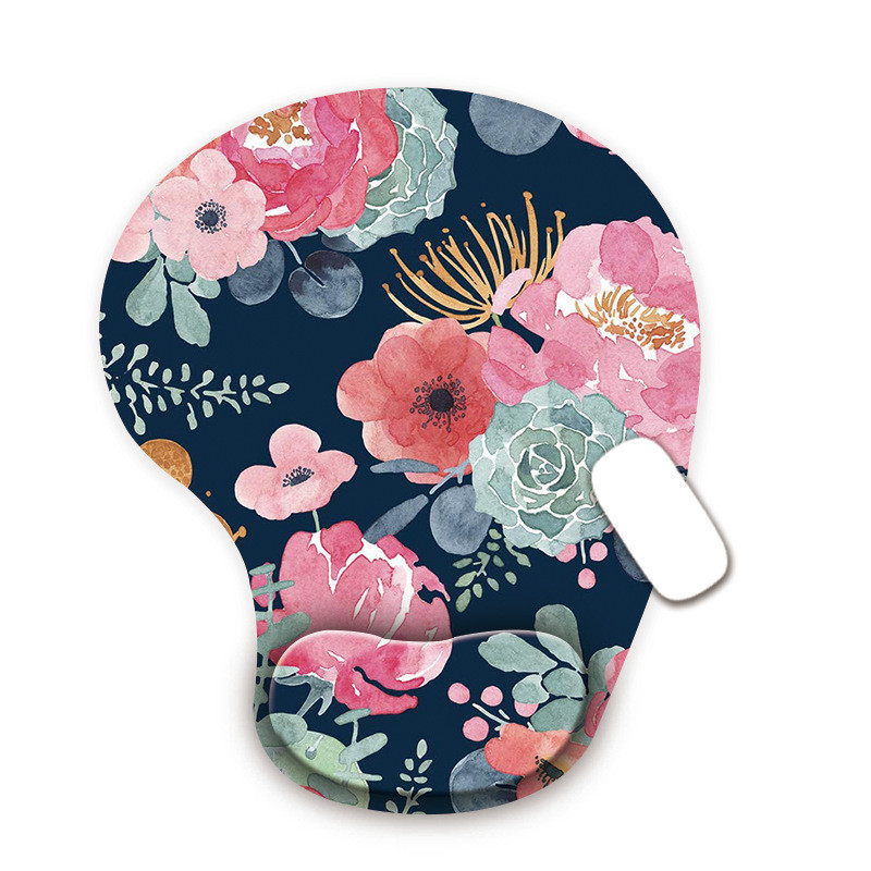 Lilledega ergonoomiline randmetoega hiirematt, libisemisvastane kummist arvutimatt, randmepadi kodukontoris mängimiseks. Käepael