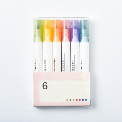 6Pcs/Set Creative Highlighter Pen Plastični marker Označite bilješke, highlighter markeri Olovka za crtanje grafita Umjetničke olovke za studente