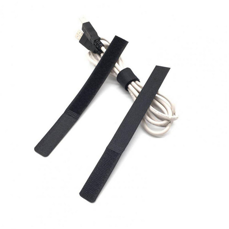 6Pcs/Set Čvrsto ljepljivi pričvršćivač podatkovnog kabela Crna pričvrsna traka Velcros traka s kukom i omčom Vezice za kabele Pribor za šivanje