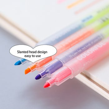 12 ΤΕΜ/Σετ Double Head Soft Tip Highlighter Στυλό Macarone Χρώμα Μεγάλος Όγκος Marker DIY Journal Fluorescent Pen Student Stationery