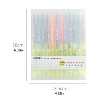 12 ΤΕΜ/Σετ Double Head Soft Tip Highlighter Στυλό Macarone Χρώμα Μεγάλος Όγκος Marker DIY Journal Fluorescent Pen Student Stationery