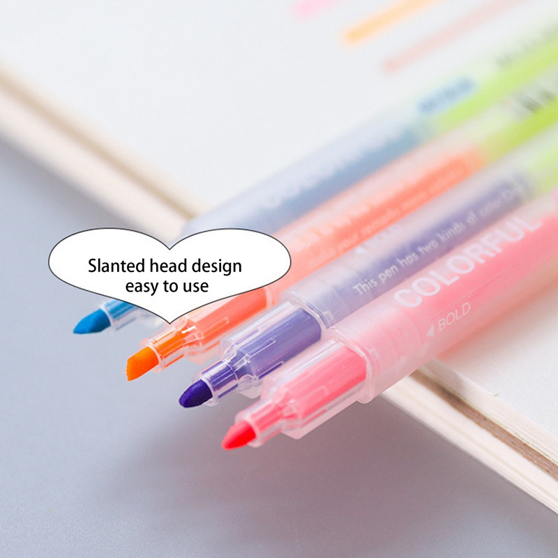 12PCS/Set Dvostruka glava Olovka za označavanje s mekim vrhom Macarone Boja Marker velikog volumena DIY Dnevnik Fluorescentna olovka Studentski pribor