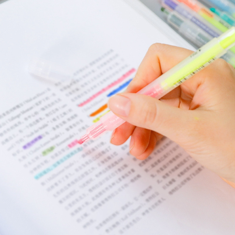 12PCS/Set Dvostruka glava Olovka za označavanje s mekim vrhom Macarone Boja Marker velikog volumena DIY Dnevnik Fluorescentna olovka Studentski pribor