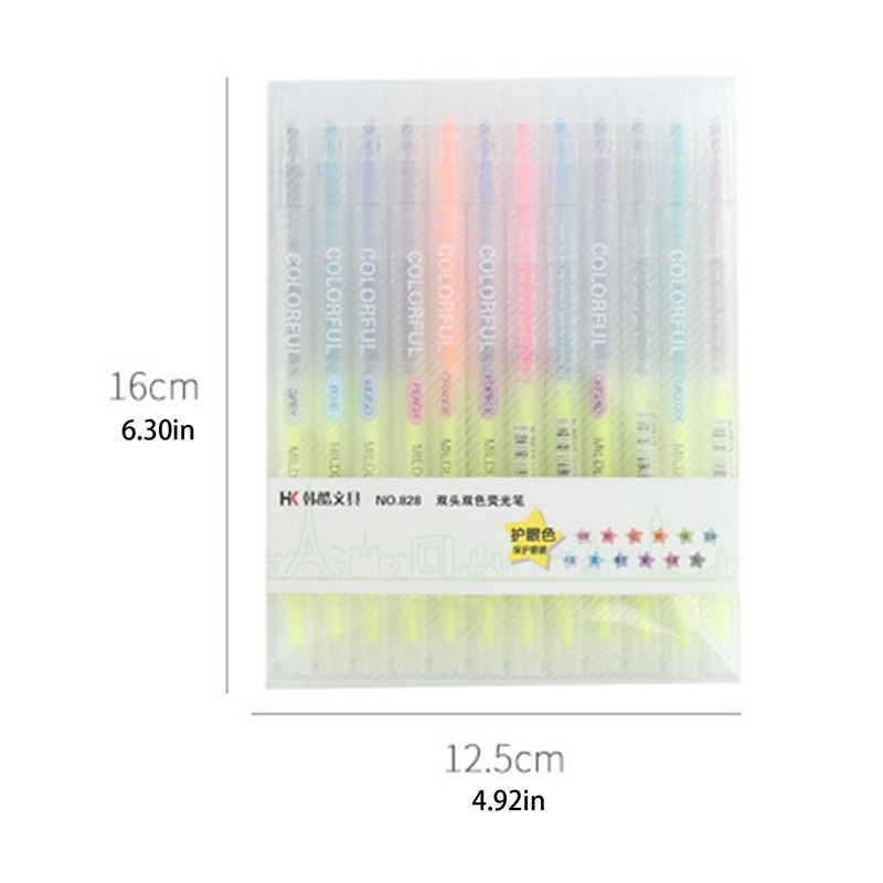 12PCS/Set Dvostruka glava Olovka za označavanje s mekim vrhom Macarone Boja Marker velikog volumena DIY Dnevnik Fluorescentna olovka Studentski pribor