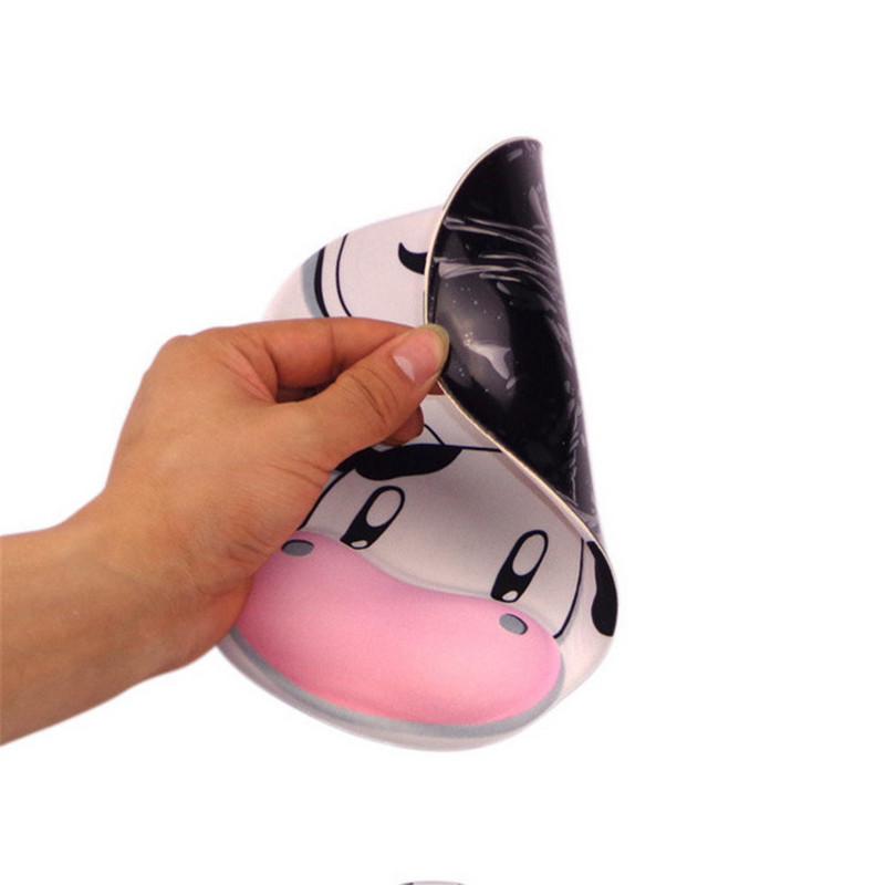 Подложка за мишка с мультяшна крава Ергономична подложка за бюро Kawaii Подложка за мишка с опора за китката Лаптоп Компютърна подложка за бюро Противоплъзгаща се подложка за маса за бюро