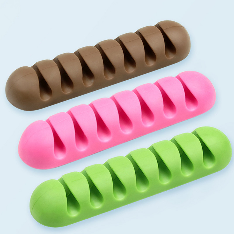 7 rupa Silikonski namotač kabela Organizator USB kabela Namotač žice Stezaljke za držanje kabela za držač kabela za slušalice