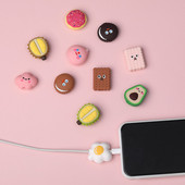 2 tk laadimiskaabli hammustuskaitse andmeliini juhe armas multifilmi pehme PVC kate Apple Android Type-C Cola avokaado lille jaoks