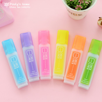 Kawaii Candy Color Highlighter Μαρκαδόροι Check Liner Fluorescent Pen Markers Gift Granty Kids Writing Drawing Tools
