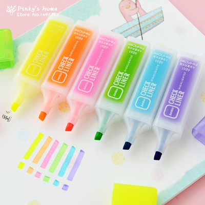 Kawaii Candy színes kiemelő markerek kockák bélés fluoreszkáló toll jelölők ajándék levélpapír gyerekek író rajzeszköz
