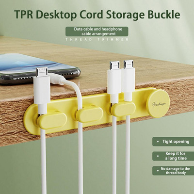 Szilikon USB kábelrendező Kábeltekercselő asztali Tidy Management Clips Kábeltartó egér fejhallgató vezetékes rendezőhöz
