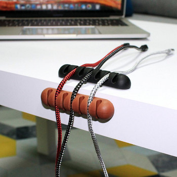 Устройство за навиване на силиконов кабел със 7 дупки Органайзер за USB кабел Устройство за навиване на кабели Скоби за управление на кабели за мишка, слушалки, слушалки, държач за кабел