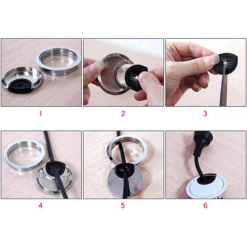 Okrugli stol od legure cinka Poklopci otvora za žice Izlazni priključak Računalo PC Stolni kabel Držač užeta Line Držač poklopca otvora 56 mm Baza