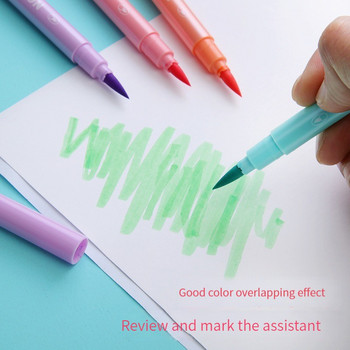 6 бр. /компл. Kawaii Super Soft Highlighter Pen Мека четка Флуоресцентна художествена маркерна писалка за училищна рисунка Живопис Сладки канцеларски материали