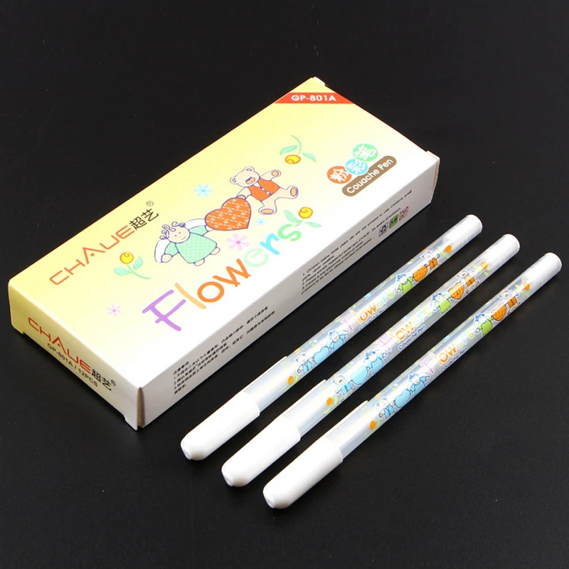 Λεπτό λευκό μελάνι ζωγραφική στο χέρι Σκίτσο Scriptliner Highlighter Φθορίζον στυλό Μαρκαδόροι τέχνης Stationery Decorat Manga Gel στυλό