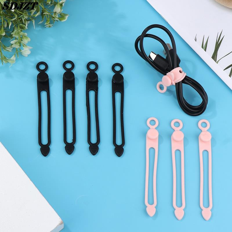 4 bucăți înfășurător de cablu din silicon pentru căști Clip pentru încărcător Organizator de cabluri de gestionare a cablului de sârmă Suport de fixare a cablului Curea pentru cablu
