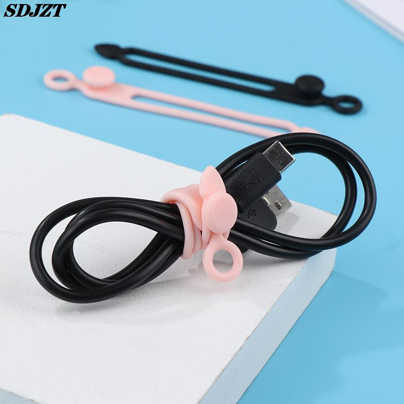 4 bucăți înfășurător de cablu din silicon pentru căști Clip pentru încărcător Organizator de cabluri de gestionare a cablului de sârmă Suport de fixare a cablului Curea pentru cablu