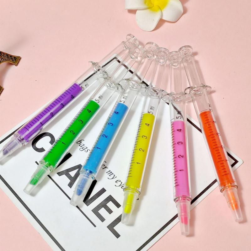 6 kom / pakiranje, nova novost Olovka za pisce Štrcaljka za označavanje Fluorescentna igla cijev Vodene boje Noćna pisaća olovka