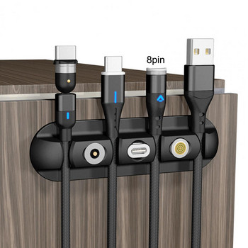 Държач за кабели Гъвкав универсален силиконов 4 дупки USB устройство за навиване Органайзер за кабел за данни за настолен компютър