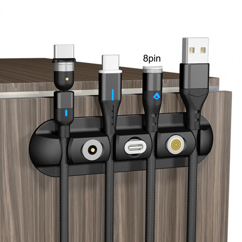 Držiak kábla Flexibilný univerzálny silikónový 4-otvorový USB navíjací organizér na nabíjanie dátových káblov pre stolný počítač