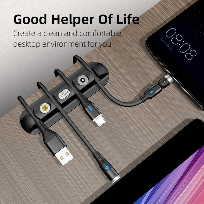 Držiak kábla Flexibilný univerzálny silikónový 4-otvorový USB navíjací organizér na nabíjanie dátových káblov pre stolný počítač