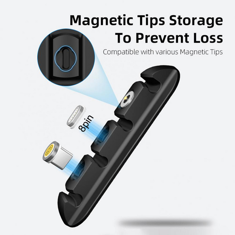 Držiak kábla Flexibilný univerzálny silikónový 4-otvorový USB navíjací organizér na nabíjanie dátových káblov pre stolný počítač