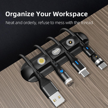 Βολικό Fixer Cable Tie Management Στήριγμα καλωδίου Φορητό 4 οπών Wider USB Charging Data Cord Organizer Αυτοκόλλητο