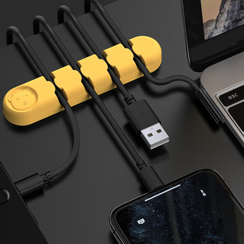 Kawaii Bear Silicone Cable Organizer Line Fixer Earphone Clip Charger Στήριγμα γραμμής δεδομένων καλωδίων Αξεσουάρ γραφείου Αναλώσιμα γραφείου