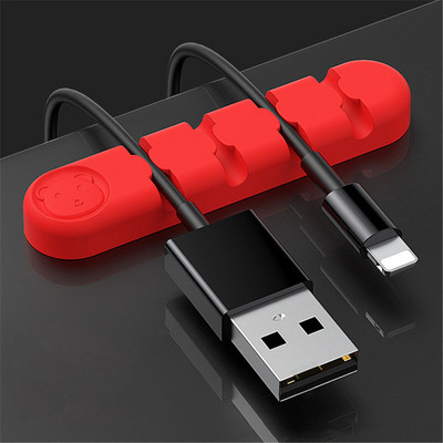 Kawaii Bear Silikonski kabel Organizator Popravljač linije Stezaljka za slušalice Punjač Žica Držač podatkovne linije Stolni dodaci Uredski materijal