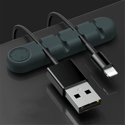 Kawaii Bear Silikonski kabel Organizator Popravljač linije Stezaljka za slušalice Punjač Žica Držač podatkovne linije Stolni dodaci Uredski materijal