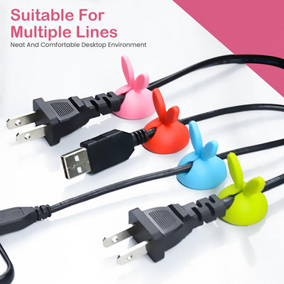 4 τεμ. Cable Organizer Clips Διαχείριση καλωδίων επιφάνειας εργασίας USB Winder Line Data Charging Self-Adhesive Cable Manager Fixed Clamp