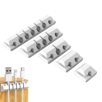 5 пакета USB държач за кабели държач за кабели за бюро, кола, домашен офис, бюро, щипки за управление на кабели, самозалепващ се кабел, органайзер за управление