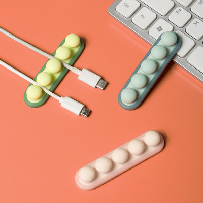 Cute σιλικόνης Usb Organizer Cable Clip Desktop Sand-free Stick στήριγμα τοίχου Αυτοκόλλητο καλώδιο Winder Desk Cables Υποστήριξη