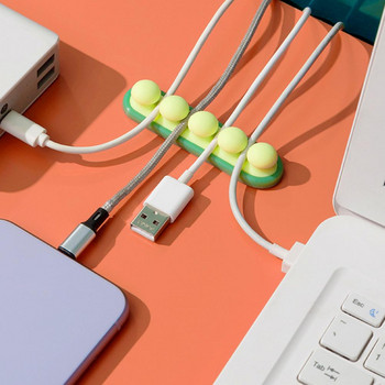 Настолен държач Универсален силиконов USB кабел Органайзер за навиване на кабела