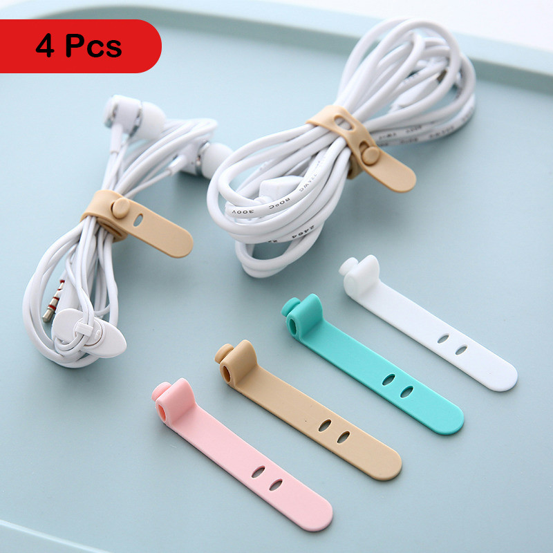 4 buc. Organizator de cabluri din silicon Legături pentru cabluri Anti-pierdere pentru căști Cablu de date Legături pentru cabluri Dtrap Organizare de birou pentru depozitare
