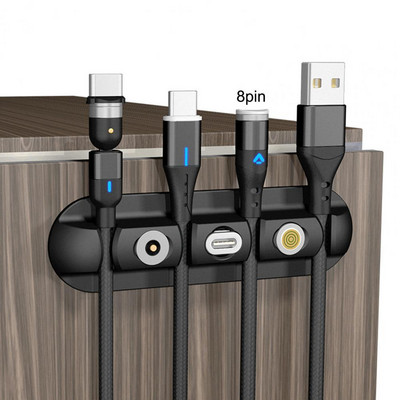 Kábeltartó Szervező Rugalmas szilikon 4 lyukú USB tekercselő klipek asztali tartó adatkábel tápkábelek töltéséhez