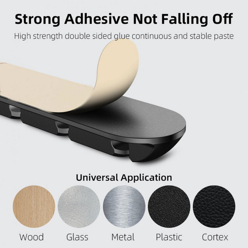 Suport cablu Organizator Silicon flexibil cu 4 găuri Clipuri de gestionare a înfășurării USB Suport de birou pentru încărcarea cablului de date Cabluri de alimentare