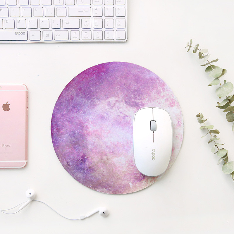 Tampă de mouse rotundă Kawaii Celestial Covoraș moale pentru joc Capac pentru computer Tampoane pentru covoraș de birou Tampoane anti-alunecare pentru PC Tampă mouse-ul de birou, rezistentă la apă, 22 cm