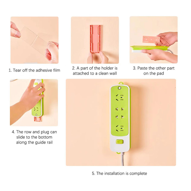 Самозалепваща се стенна кука Държач за гнездо за съхранение Органайзер за кабели Държач за разклонител Фиксатор Плъгин Подвижен фиксатор Органайзери за бюро