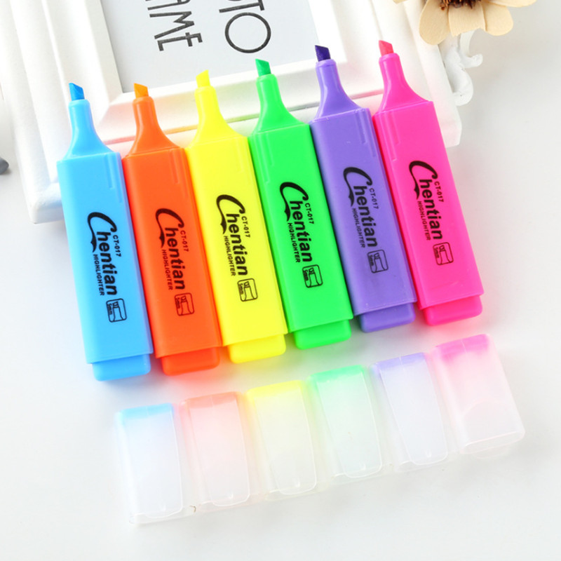 6pc Creative Candy Color Highlighter Graffiti Marker Pen Student Hand Account Highlighter velikog kapaciteta Uredski školski pribor