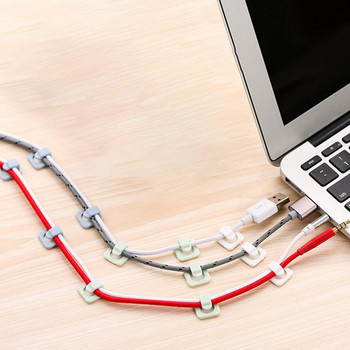 2 комплекта скоби за кабели за данни Полезни ABS мини щипки за закрепване на маса за съхранение на кабели за бюро Скоба за кабели Скоба за кабели
