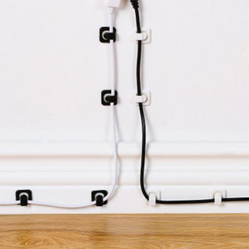 2 комплекта скоби за кабели за данни Полезни ABS мини щипки за закрепване на маса за съхранение на кабели за бюро Скоба за кабели Скоба за кабели