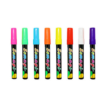 Комплект маркери от 8 бр. Течни тебеширени маркери Изтриваеми многоцветни маркери Led дъска за писане Стъклен прозорец Арт маркери